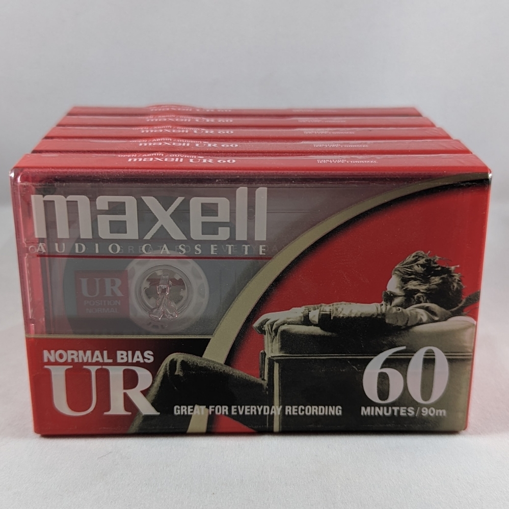 5 Sealed Maxwell UR 60 minute blank cassette tapes